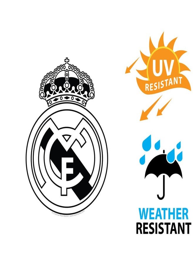 ملصق فينيل فاخر مقاس 4 بوصات بشعار نادي ريال مدريد لكرة القدم باللونين الأبيض والأسود، من Graphics & More، مناسب للسيارات والشاحنات ونوافذ السيارات. - Image 3