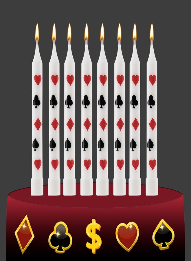 Rigibright 12Pcs Casino Themed Birthday Candles for Cake Decoration Birthday Party Wedding Celebration Video Game Party Casino Theme Party Decorations and Daily Use - Image 1