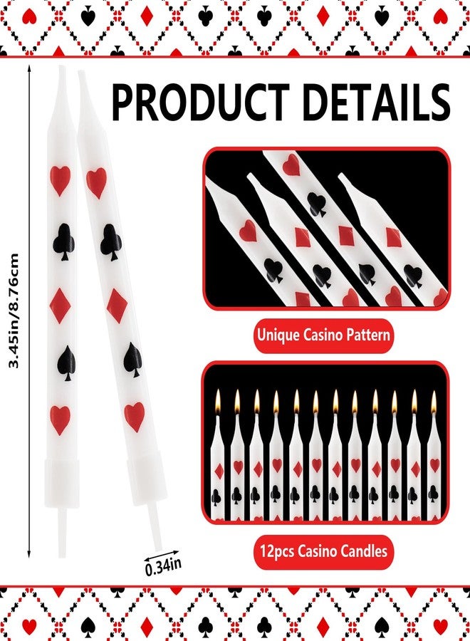 Rigibright 12Pcs Casino Themed Birthday Candles for Cake Decoration Birthday Party Wedding Celebration Video Game Party Casino Theme Party Decorations and Daily Use - Image 2