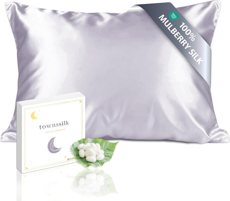 townssilk Double Sided 100% 19mm Pure Blackberry Silk Pillowcase for Hair and Skin Health 1 Piece 40x60cm Pillowcase with Hidden Zipper Lilacpurple - Image 1