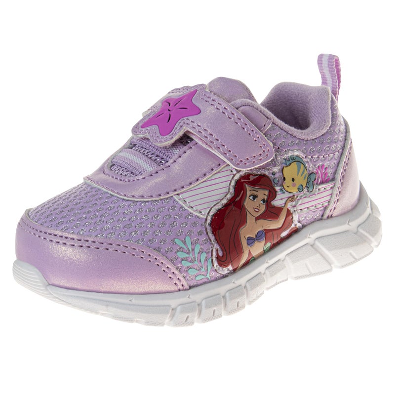 Josmo Disney Character Strap Shoes for Baby Girls Little Mermaid Ariel Comftable Lightweight Sneakers Fuchsia 6 Toddler
