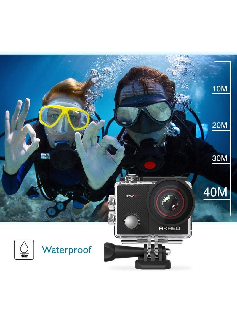أكاسو اكاسو كاميرا اكشن EK7000 برو 4K مع شاشة تعمل باللمس EIS 130 قدم، كاميرا مقاومة للماء بجهاز تحكم عن بعد، كاميرا تحت الماء مع مجموعة ملحقات خوذة - Image 5