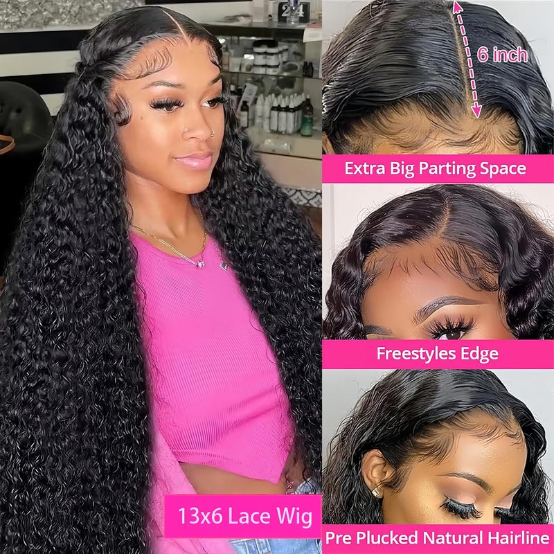 Nervoss 30 Inch Deep Wave Lace Front Wigs Human Hair 200% Density 13x6 HD Transparent Deep Curly Lace Front Wigs for Women Pre Plcked Glueless Wigs with Baby Hair - Image 2