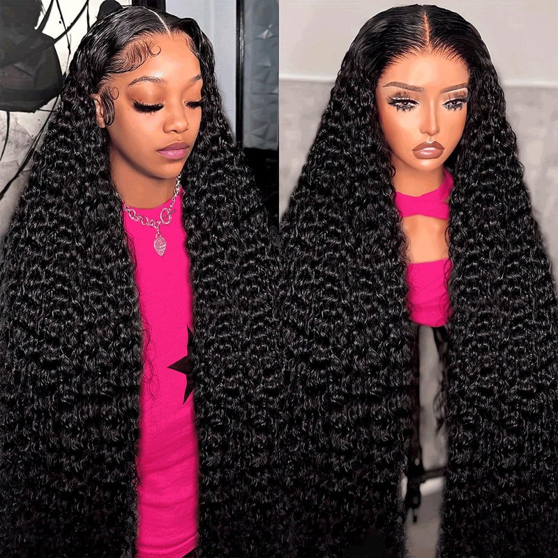 Nervoss 30 Inch Deep Wave Lace Front Wigs Human Hair 200% Density 13x6 HD Transparent Deep Curly Lace Front Wigs for Women Pre Plcked Glueless Wigs with Baby Hair - Image 1