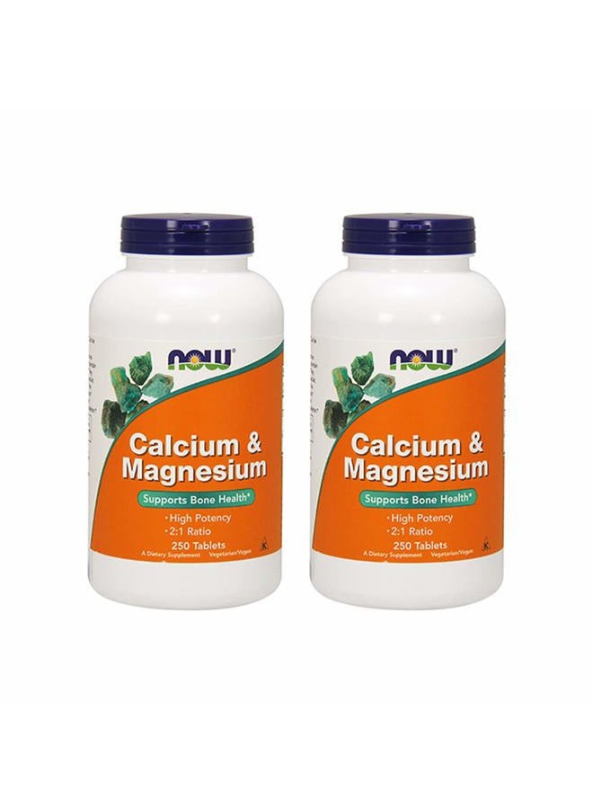 Now Foods Calcium & Magnesium, 250 Tablets (Pack of 2) - Image 1