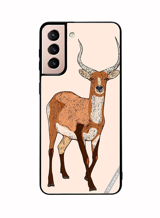 VR CREATIVE Protective Case Cover For Samsung Galaxy S21 Plus 5G Red Lechwe, Deer Engraved Design Multicolour - Image 1