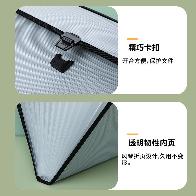 Large Capacity Portable Folder Test Paper Storage Folder Data File Briefcase A4 Multi-Layer Diamond Organ Bag - Image 4