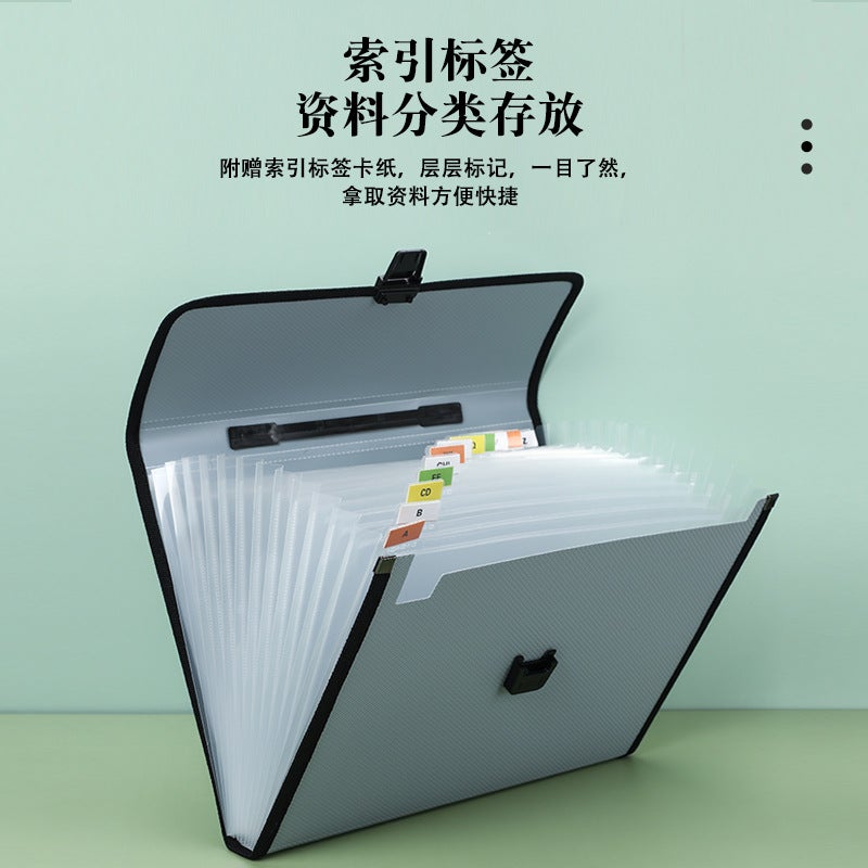 Large Capacity Portable Folder Test Paper Storage Folder Data File Briefcase A4 Multi-Layer Diamond Organ Bag - Image 3