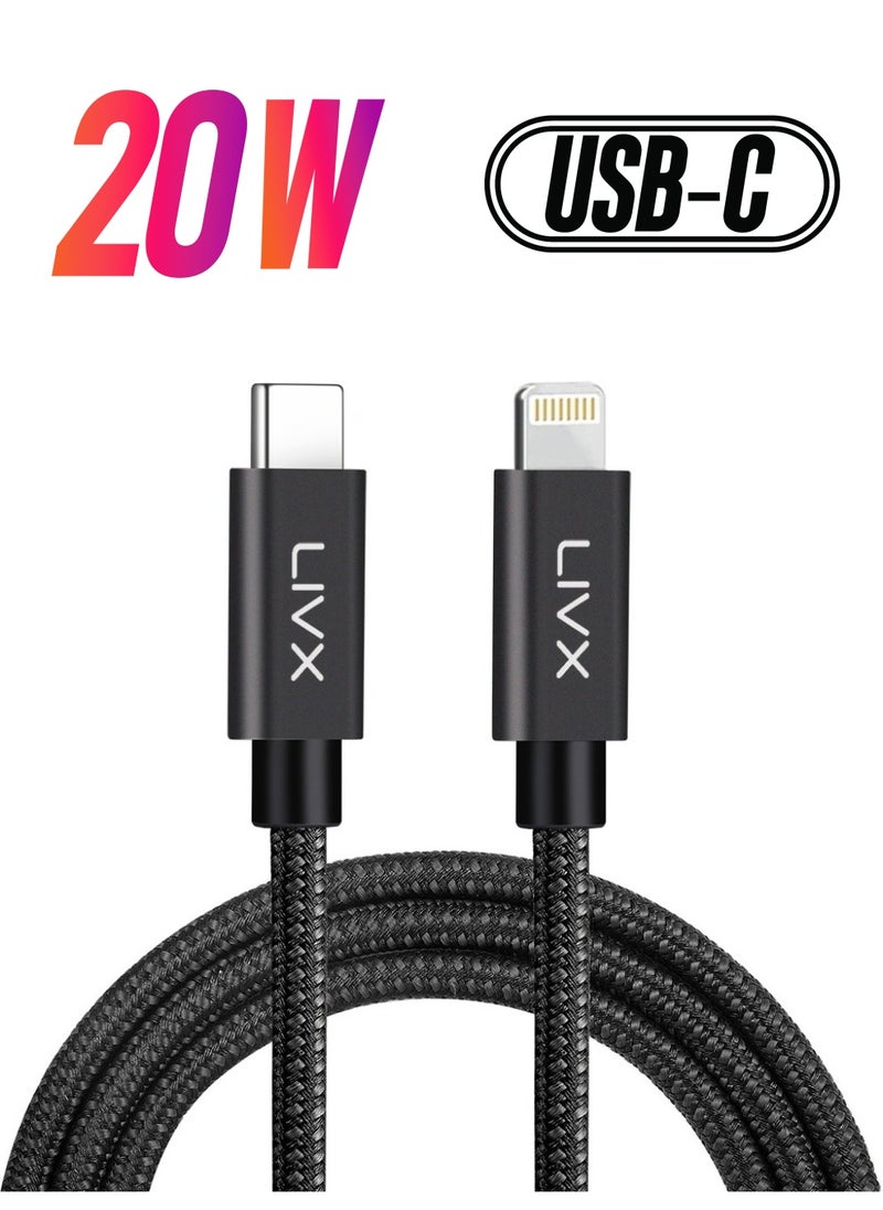 Livx - 20W Type C To Lightning Fast Data and Charging Cable 2 Meters Black BLT-01 - Image 1