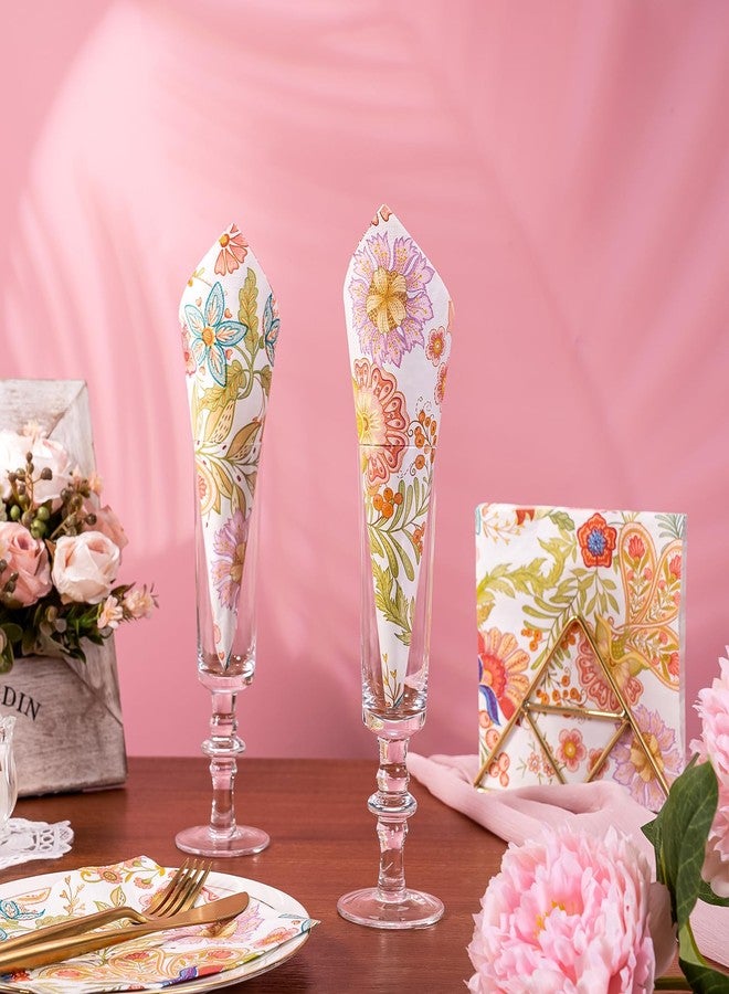 WRAPAHOLIC 25Pcs Floral Paper Napkins - 3-Ply Paisley Floral Disposable Luncheon Paper Napkins for Bridal Shower, Wedding, Birthday, Tea Party - 6.5 x 6.5 In - Image 5