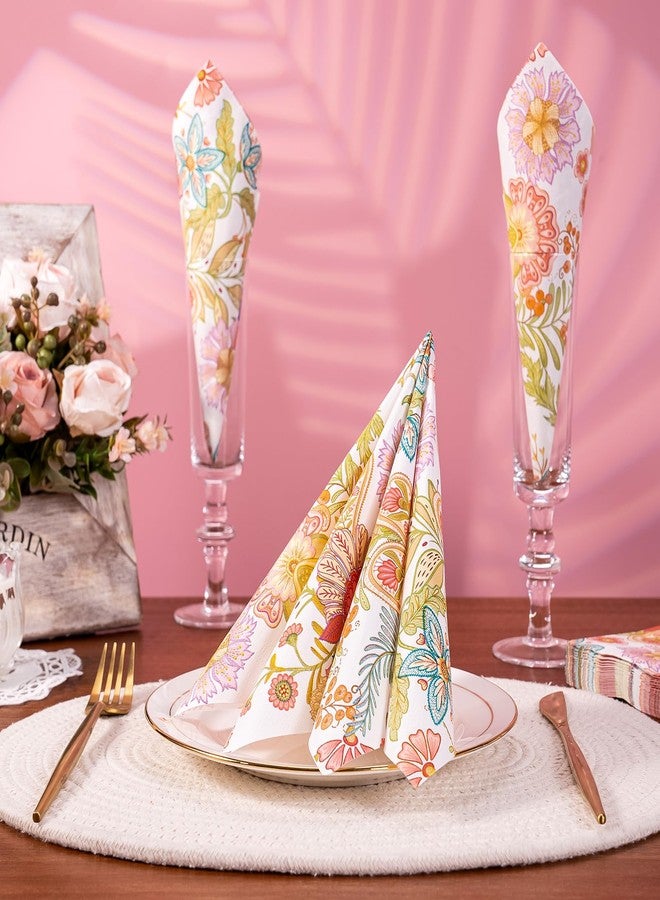 WRAPAHOLIC 25Pcs Floral Paper Napkins - 3-Ply Paisley Floral Disposable Luncheon Paper Napkins for Bridal Shower, Wedding, Birthday, Tea Party - 6.5 x 6.5 In - Image 4