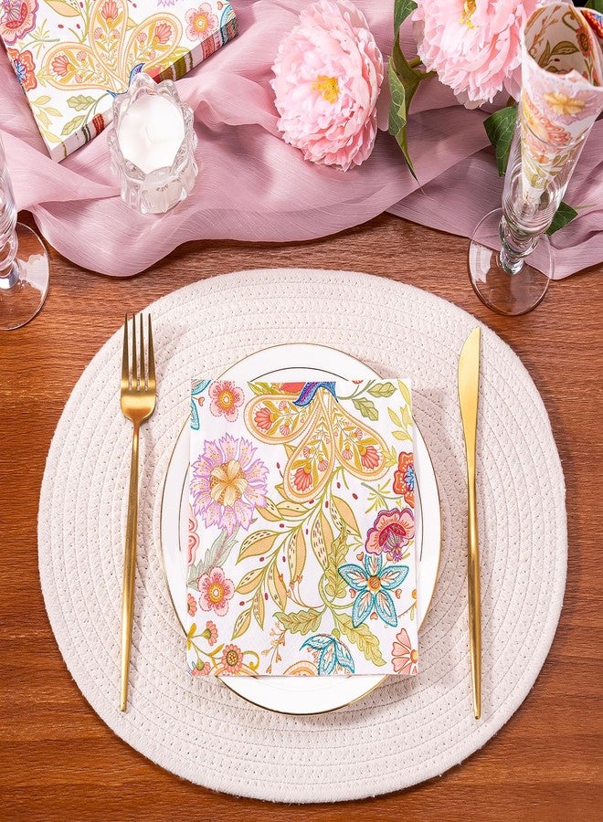 WRAPAHOLIC 25Pcs Floral Paper Napkins - 3-Ply Paisley Floral Disposable Luncheon Paper Napkins for Bridal Shower, Wedding, Birthday, Tea Party - 6.5 x 6.5 In - Image 3
