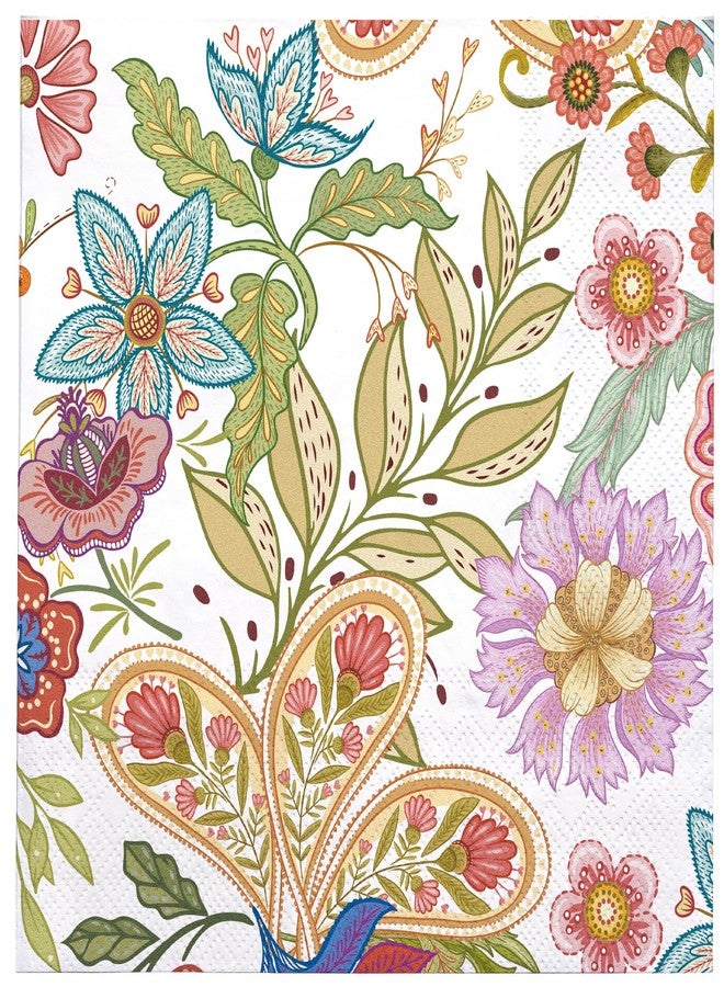 WRAPAHOLIC 25Pcs Floral Paper Napkins - 3-Ply Paisley Floral Disposable Luncheon Paper Napkins for Bridal Shower, Wedding, Birthday, Tea Party - 6.5 x 6.5 In - Image 1