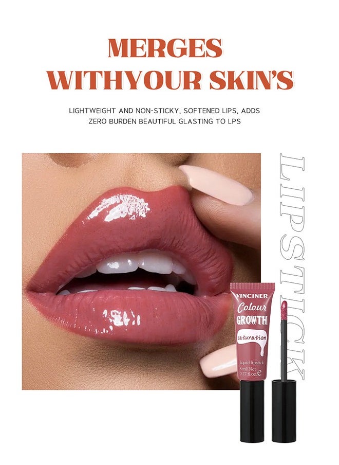 VINCINER - Saturation Liquid Lipstick-Hydrating Moisturizing Long Lasting High Glossy Jelly Lip Stain Super Gloss Balm Oil Tinted Treatment Lip Glow Glass Shine Glitter Makeup Beauty Colored Bright Lifter For Women Girls #04 - Image 1