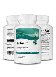 Folexin Hair Growth Support Supplement For Women & Men With Biotin Vitamin B6 & Other Hair Vitamins For Thicker Hair Growth & Hair Health Support. 60 Capsules  - Image 3