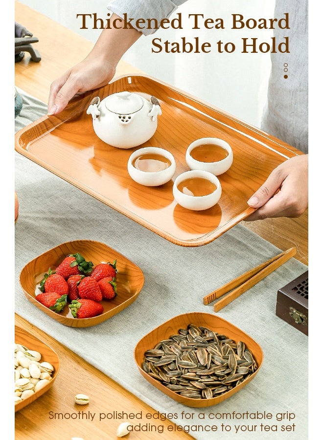 Sunnaltree 13 PCS Serving Tray, Plastic Wood Grain Serving Tray, Serving Plate,  Spill-Proof Tray, Fruit Decorative Platter, Tea Snack Tray for Coffee, Family Party and Festival - Image 5