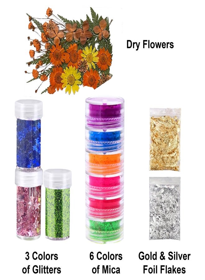 TRENDIKRAFT 116pcs Ultimate All-in-One Resin Art Kit with 5 Silicone Moulds Dried Flowers Epoxy Raisin Materials for Making Alphabet Pendant Keychain Earrings Bookmarks & 4" Coaster for DIY Beginners - Image 4