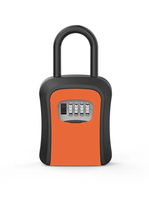 Keys Lock Storage Box, Waterproof Keys Cabinet Organizer, Easy And Convenient Portable Four Digit Combination Lock Box, Resettable Code Safe Security Lock Key Box For Home, (1pc, Orange)