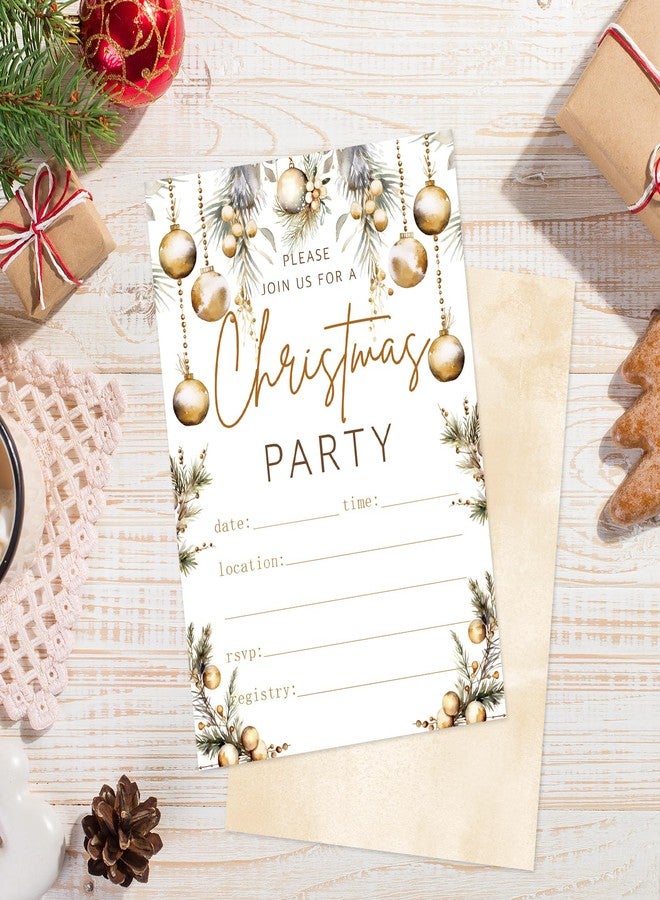 Whaline 25 Sets Christmas Invitations with Envelopes Stickers Gold Xmas Ball Invitation Cards Blank Invites for Birthday Party Supplies, 5 x 7 Inch - Image 5