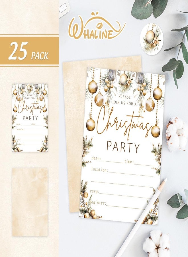 Whaline 25 Sets Christmas Invitations with Envelopes Stickers Gold Xmas Ball Invitation Cards Blank Invites for Birthday Party Supplies, 5 x 7 Inch - Image 3