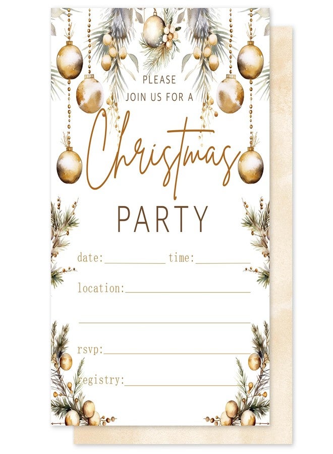 Whaline 25 Sets Christmas Invitations with Envelopes Stickers Gold Xmas Ball Invitation Cards Blank Invites for Birthday Party Supplies, 5 x 7 Inch - Image 1