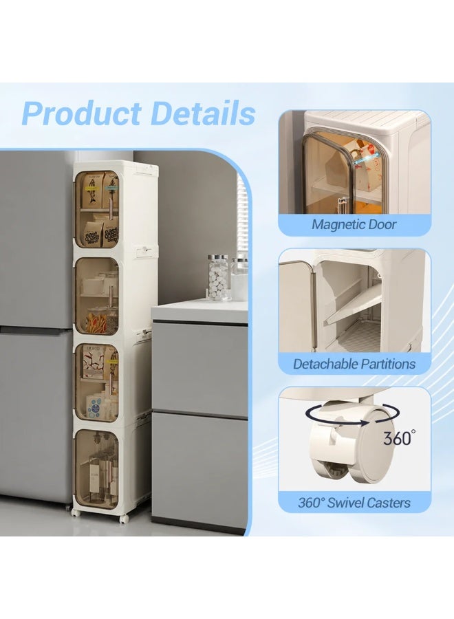 والالا منظم تخزين بأربع طبقات، عربة دوارة، منظم متنقل متعدد الاستخدامات بعجلات للمنزل، غرفة النوم، الحمام، المكتب، الخزانة - خزانة تنظيم شديدة التحمل - Image 5