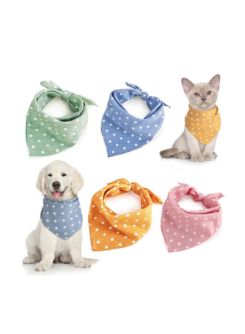 Y&D Dog Bandanas, Soft Cotton Puppy Kerchief, Polka Dot Adjustable Accessories, Pet Neckerchief, Comfortable Washable Birthday Gift for Small Medium Large Girl Boy Pup Cat 4PCS  - Image 1