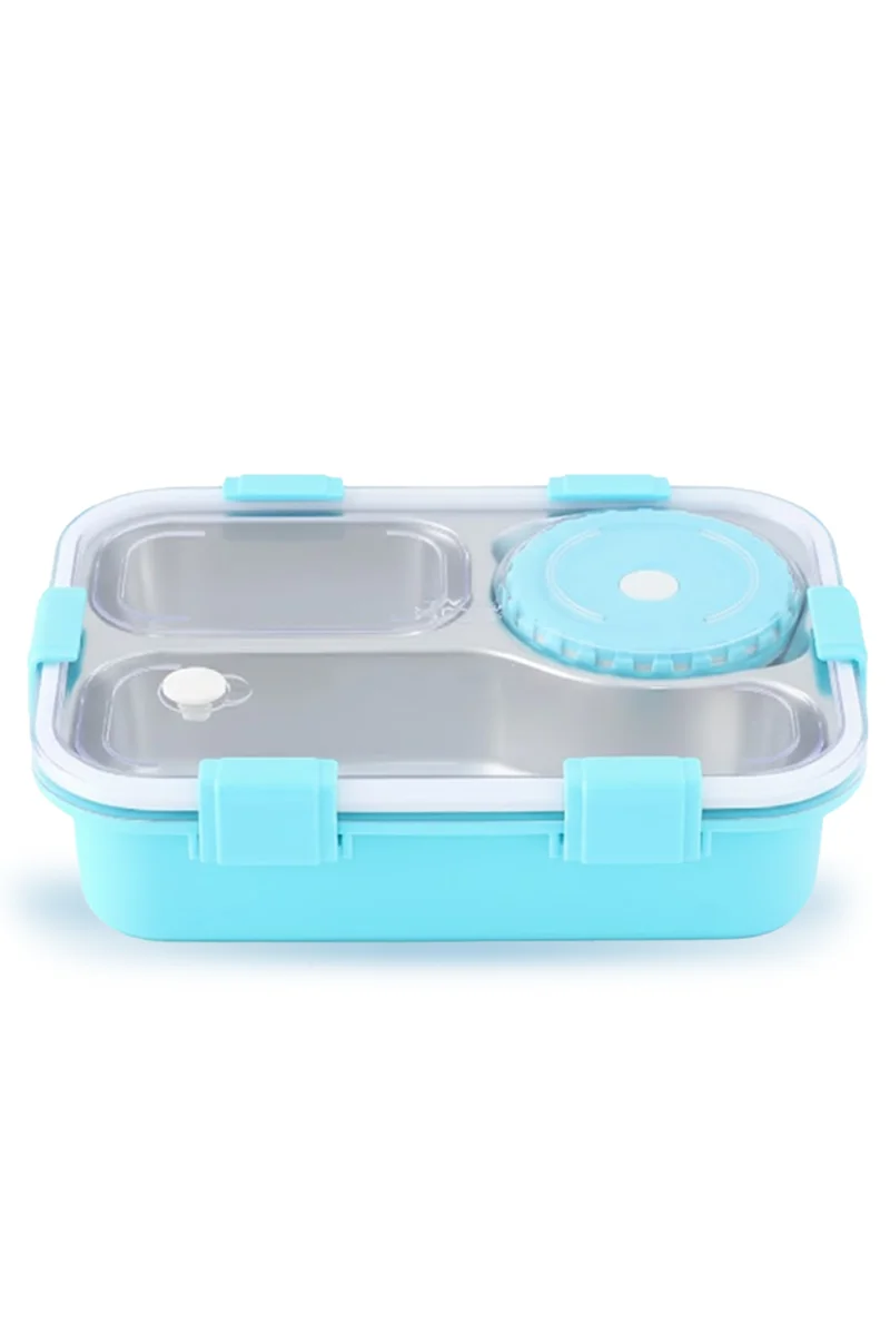ستار بيبيز Star Babies Food Grade 304 Stainless Steel Bento Lunch Box with 4 Compartments and Leak-Proof Lid - Blue