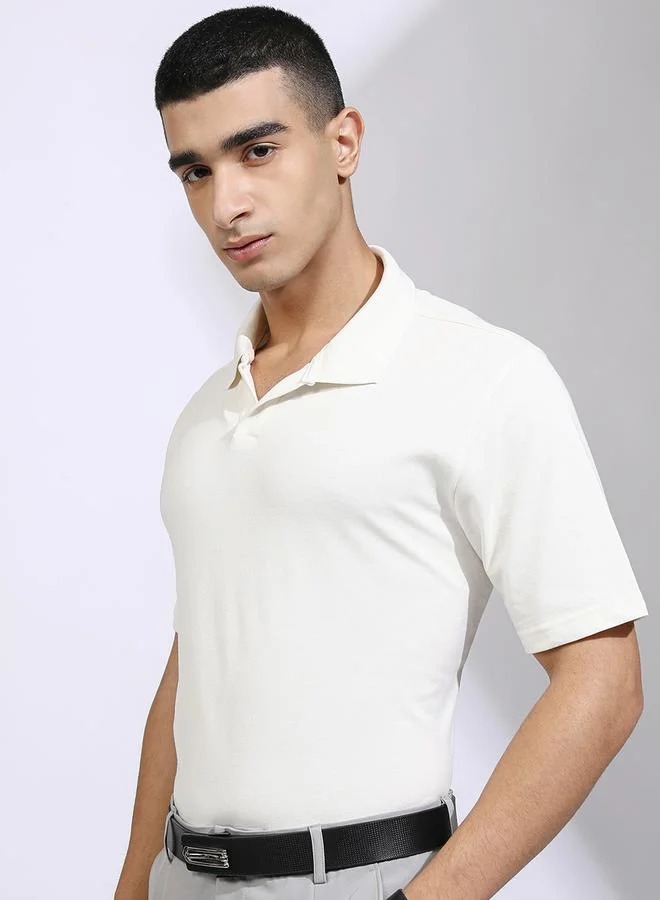 HIGHLANDER HIGHLANDER Solid Regular Fit Polo Neck T-Shirt