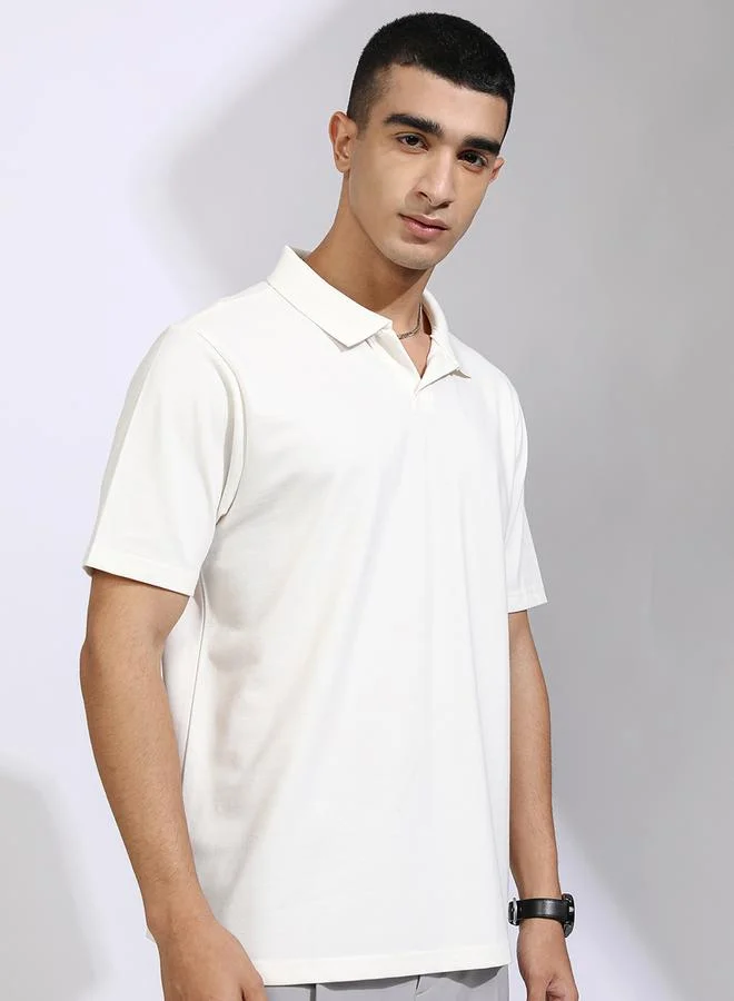 HIGHLANDER HIGHLANDER Solid Regular Fit Polo Neck T-Shirt
