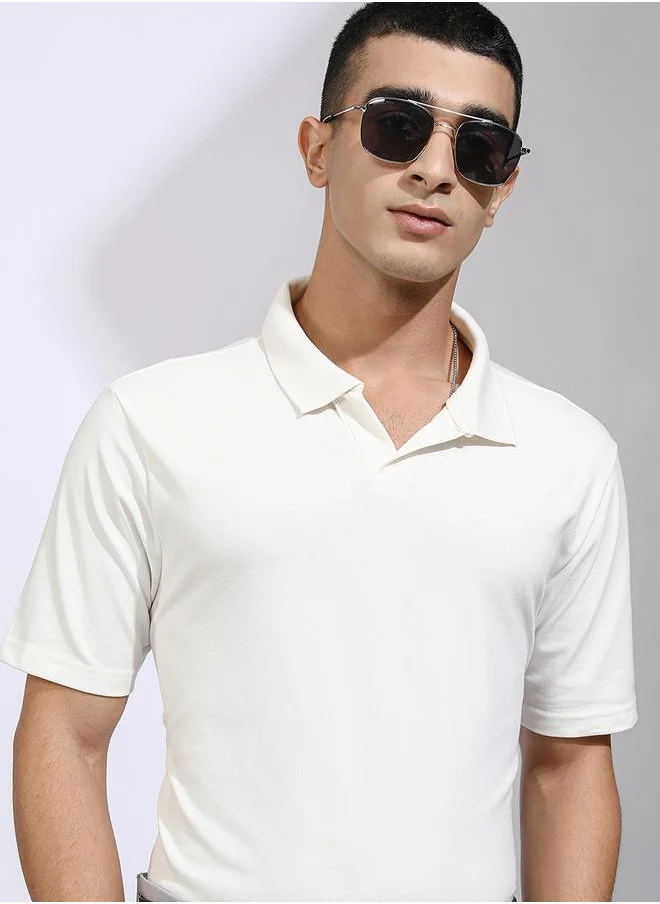 هاي لاندر Solid Regular Fit Polo Neck T-Shirt