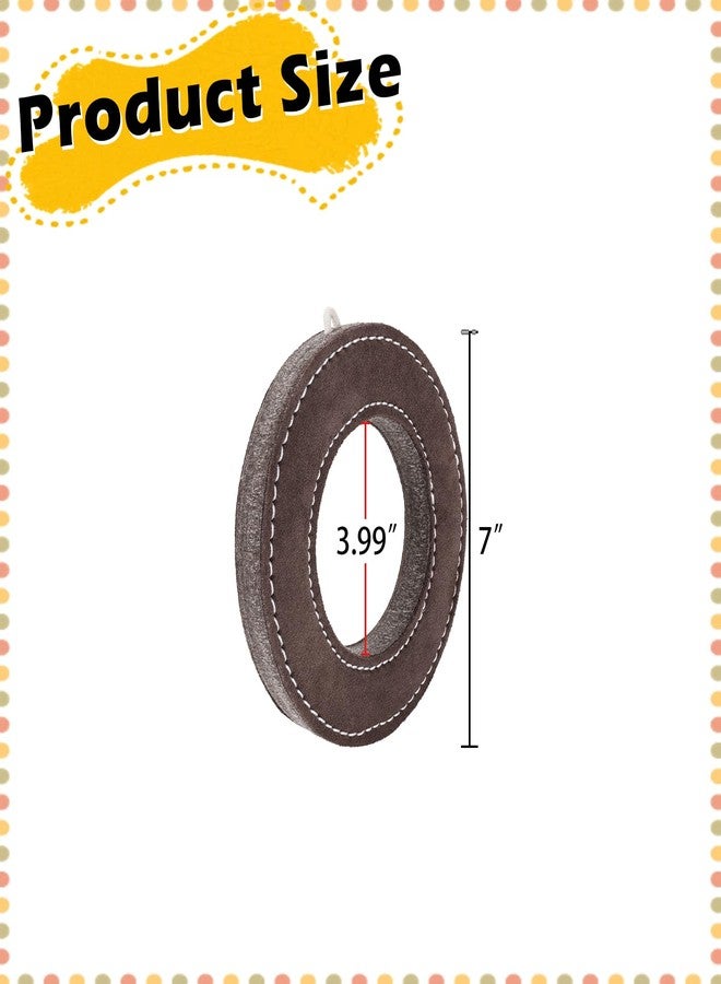 ZTTM 7" Leather Ring Dog Toy, Durable Suede Dog Flying Disc for Fetch & Tug of War, Natural Leather Chew Toy for Medium Large Dogs, Interactive Outdoor Training Dog Toy - Image 2