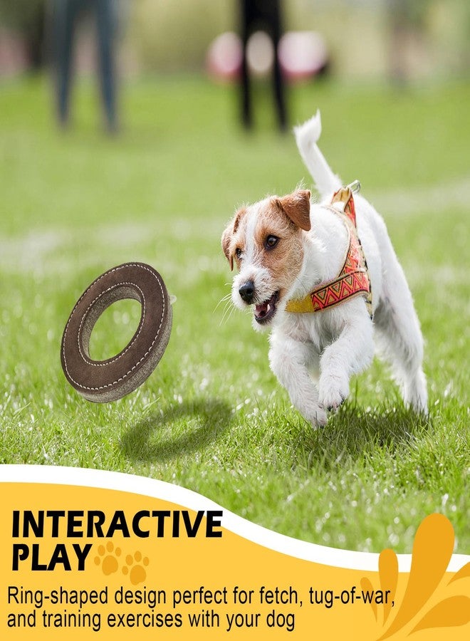 ZTTM 7" Leather Ring Dog Toy, Durable Suede Dog Flying Disc for Fetch & Tug of War, Natural Leather Chew Toy for Medium Large Dogs, Interactive Outdoor Training Dog Toy - Image 5