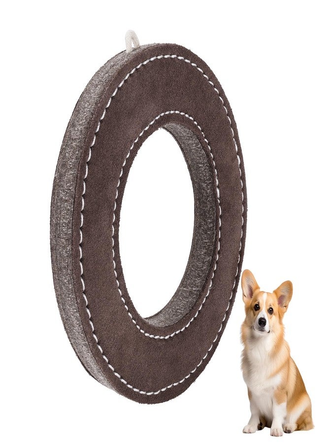 ZTTM 7" Leather Ring Dog Toy, Durable Suede Dog Flying Disc for Fetch & Tug of War, Natural Leather Chew Toy for Medium Large Dogs, Interactive Outdoor Training Dog Toy - Image 1