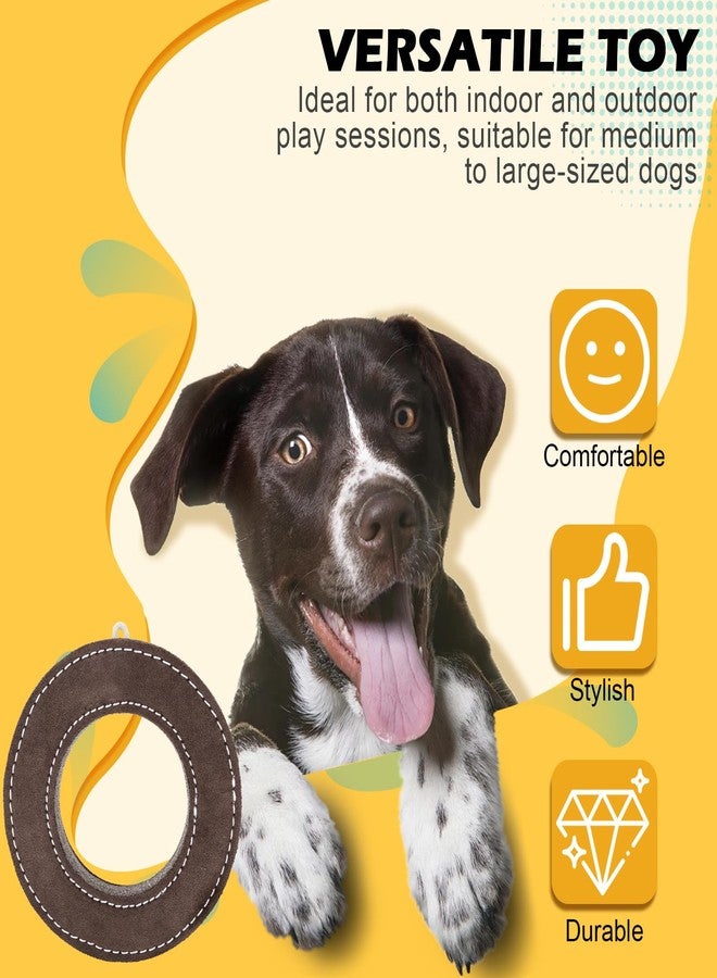 ZTTM 7" Leather Ring Dog Toy, Durable Suede Dog Flying Disc for Fetch & Tug of War, Natural Leather Chew Toy for Medium Large Dogs, Interactive Outdoor Training Dog Toy - Image 4