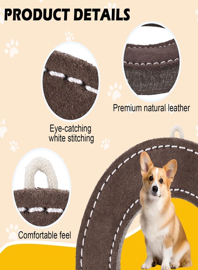 ZTTM 7" Leather Ring Dog Toy, Durable Suede Dog Flying Disc for Fetch & Tug of War, Natural Leather Chew Toy for Medium Large Dogs, Interactive Outdoor Training Dog Toy - Image 3