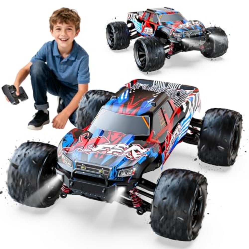RC Cars for Adults High Speed Large Scale All Terrain RC Truck 4WD Hobby Grade Electric Vehicle with 2.4GHz Remote Control 4X4 Waterproof Off-Road Truck for Boys 1:18 Scale Brushless Motor Rechargeable Battery