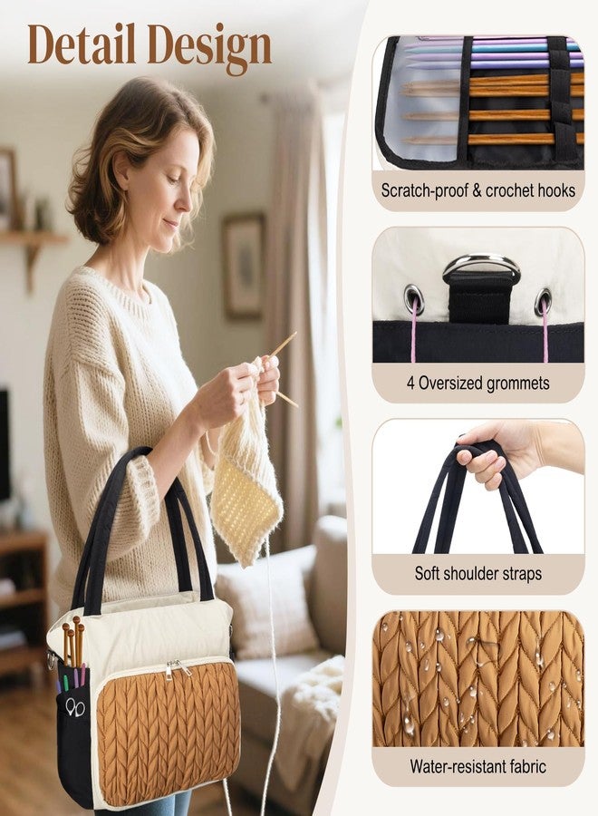 DALINDA Crochet Bag,Yarn Storage Bag Organizer - Portable Knitting Bag Yarn Bag & Craft Tote,Multi-Pocket Design for Crochet Lovers,Ideal Gift for Knitters - Image 4