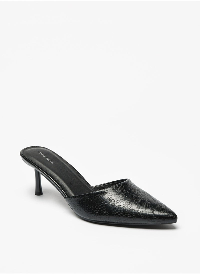 Flora Bella By Shoexpress - Womens Textured Mules With Stiletto Heels By Shoexpress - Image 1