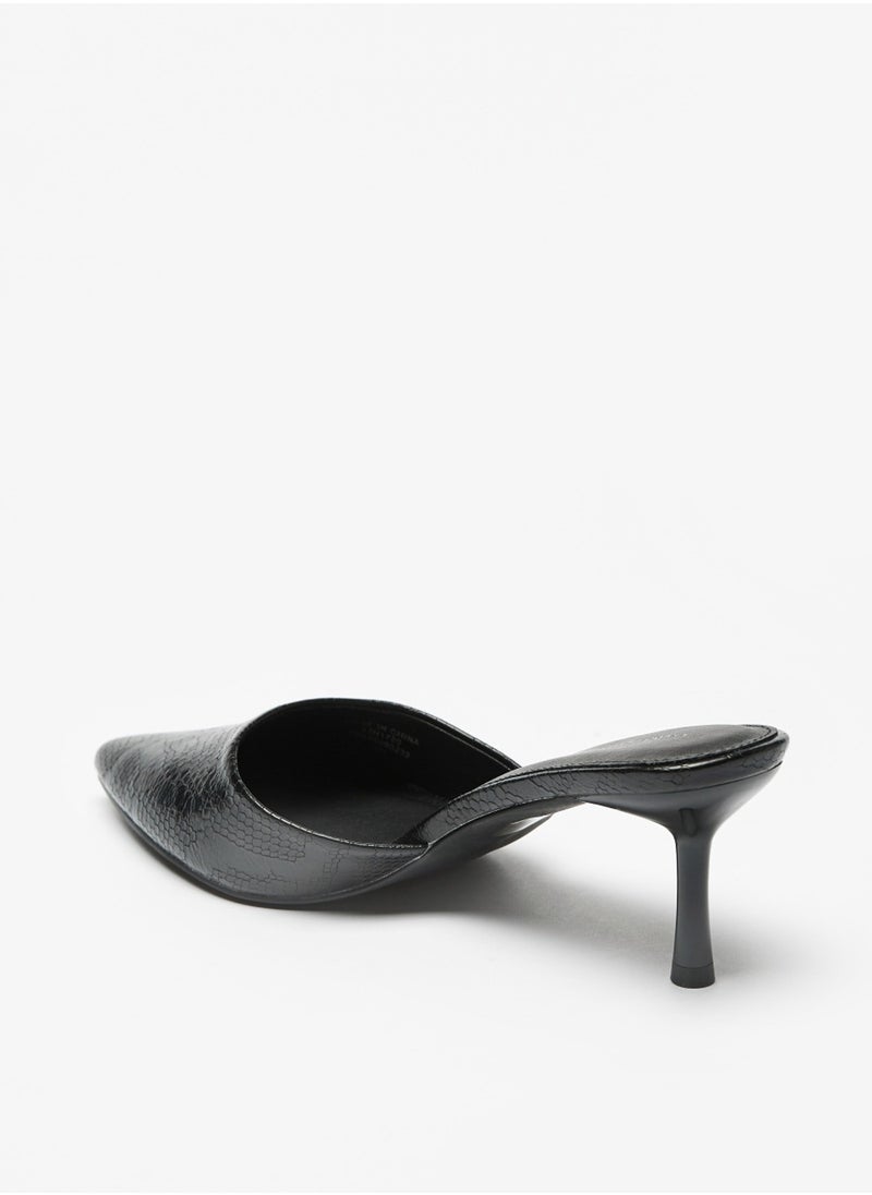 Flora Bella By Shoexpress - Womens Textured Mules With Stiletto Heels By Shoexpress - Image 1