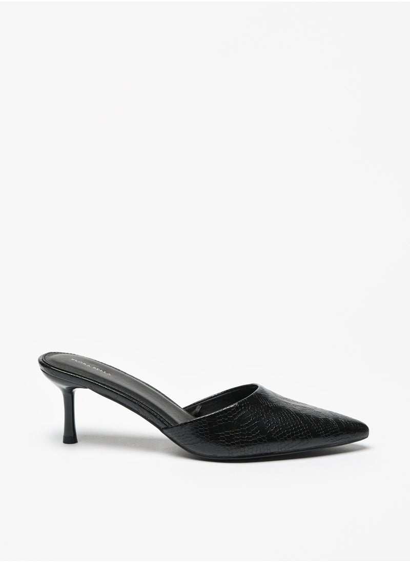 Flora Bella By Shoexpress - Womens Textured Mules With Stiletto Heels By Shoexpress - Image 1