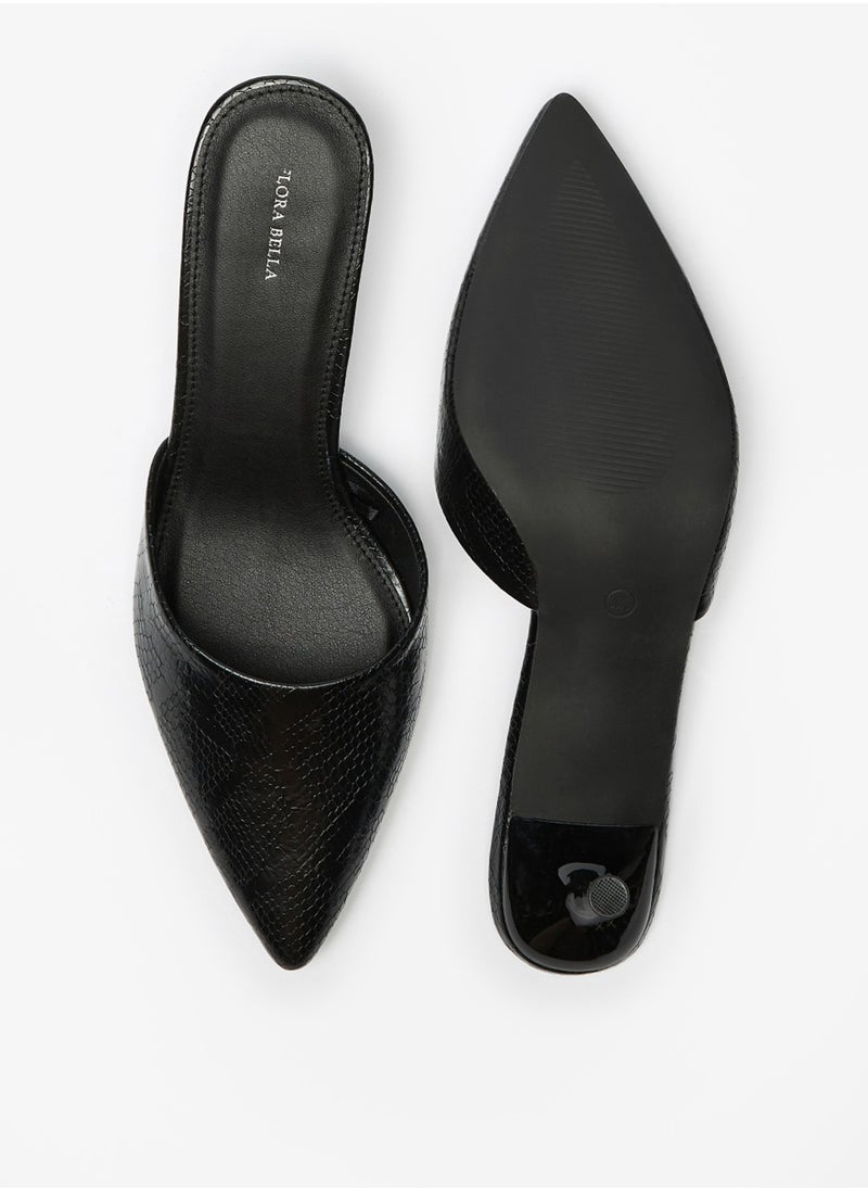 Flora Bella By Shoexpress - Womens Textured Mules With Stiletto Heels By Shoexpress - Image 1