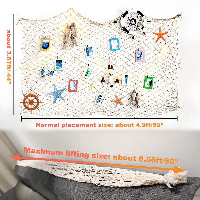 BWEALT Fish Net Decorations for Party, 2mm Natural Cotton Hawaiian Party Fish Net Decorative, Nautical Themed Cotton Fishnet Room Under The Sea Ocean Beach Party Decor (1) - Image 3