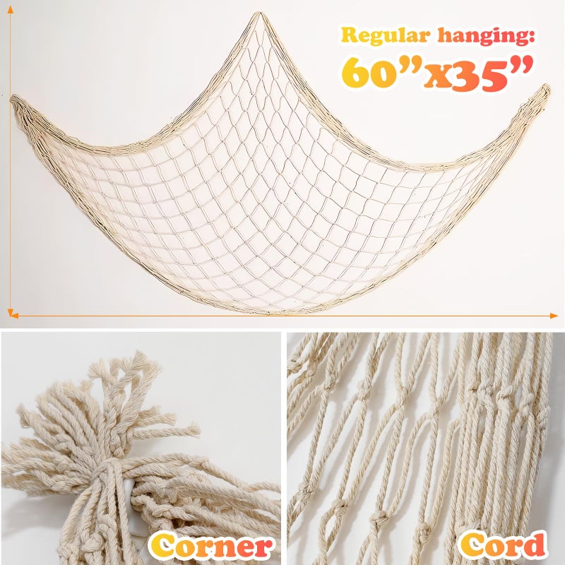 BWEALT Fish Net Decorations for Party, 2mm Natural Cotton Hawaiian Party Fish Net Decorative, Nautical Themed Cotton Fishnet Room Under The Sea Ocean Beach Party Decor (1) - Image 2