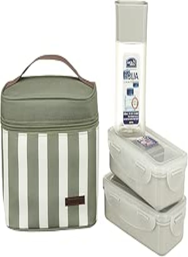 LocknLock Lock and lock lunch box 3p set w/green bag (hpl756*1, hpl758*1, hap704*1)