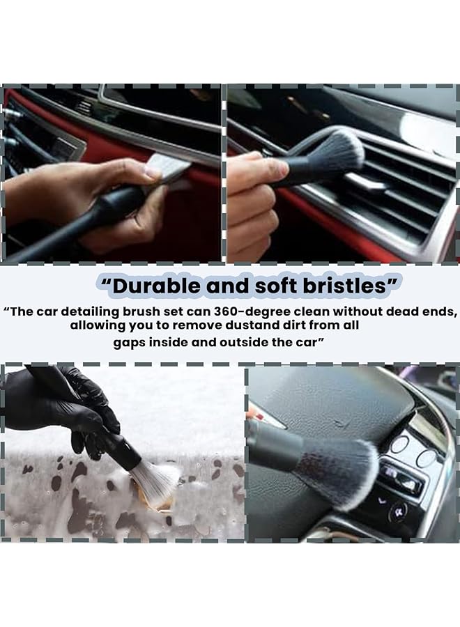 SAGREENY Car Detailing Brush Set, Car Interior Detailing Brushes Auto Ultra-Soft Detail Cleaning Brush Dust Removal Brushes Tool For Cleaning Wheels, Engine, Car Interior, Ventilation Slots (5 Pcs) - Image 5