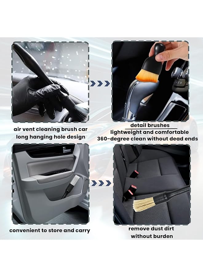 SAGREENY Car Detailing Brush Set, Car Interior Detailing Brushes Auto Ultra-Soft Detail Cleaning Brush Dust Removal Brushes Tool For Cleaning Wheels, Engine, Car Interior, Ventilation Slots (5 Pcs) - Image 3