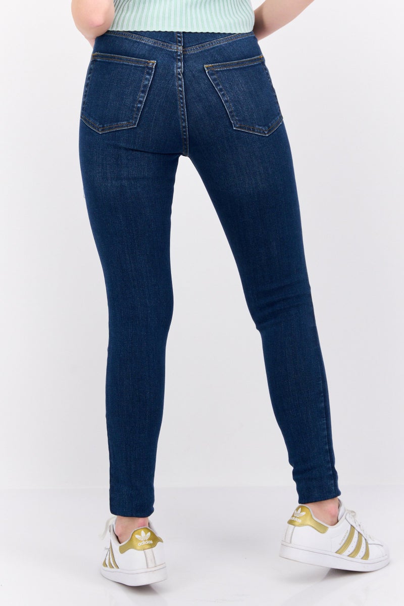 MONKI Women Slim Fit High Rise Wash Stretchable Jeans, Blue - Image 2