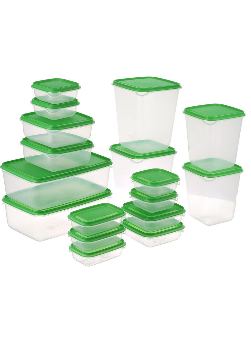 طقم علب تلاجة تخزين (17 قطعة) اللوان متعددة  – لتنظيم مثالي للمطبخ وتخزين الطعام بأناقة - طقم علب - ترتيب عملي وأنيق للطعام والبقايا - طقم  علب تلاجة -  مجموعة علب حفظ الطعام - أحجام متنوعة لكل احتياجاتك - طقم علب تخزين بلاستيك لتخزين مرن ومنظم - Image 4