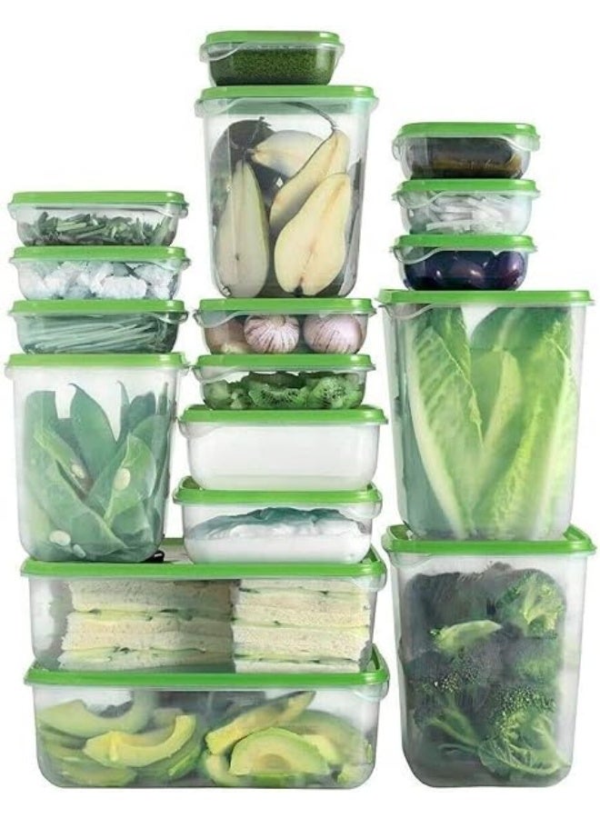 طقم علب تلاجة تخزين (17 قطعة) اللوان متعددة  – لتنظيم مثالي للمطبخ وتخزين الطعام بأناقة - طقم علب - ترتيب عملي وأنيق للطعام والبقايا - طقم  علب تلاجة -  مجموعة علب حفظ الطعام - أحجام متنوعة لكل احتياجاتك - طقم علب تخزين بلاستيك لتخزين مرن ومنظم - Image 3